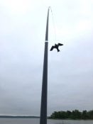 Pyörivä maakiinnike lintupelätinvarrelle